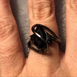 Sterling Silver Ring with Simulated Onyx